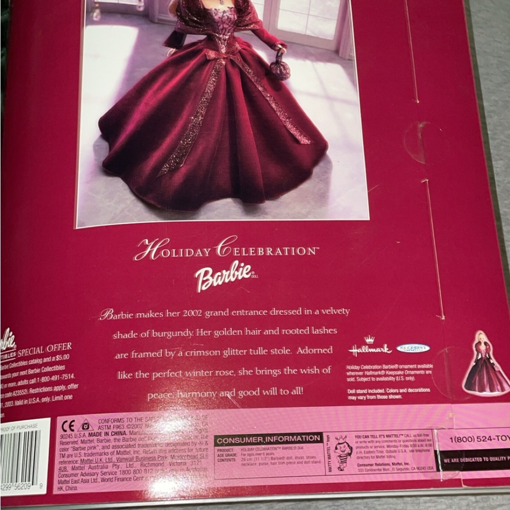 2002 Holiday Celebration Special Edition Barbie Doll in Red Gown - Picture 2 of 2